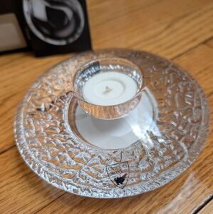 NWT Orrefors Crystal Glass Candle saucer Holder Sweden